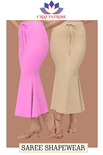 Craftstribe Fishcut Saree Shapewear Petticoat for Women Thigh Slimmer Magenta