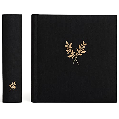 Luxury Linen Photo Album with Acid Free Pockets, Traditional Book Bound with Hard Cover, 200 Pockets for 4x6 Photos, Photo Book for Wedding, Family Pictures, Anniversary, Baby Shower or Gift (Black)