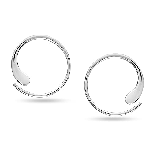 LeCalla Sterling Silver Jewelry Wire Pull Earrings for Women Teen 20 MM