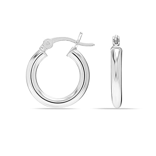 Charmsy 925 Sterling Silver Hoop Earrings Italian 2.5mm for Women 20mm
