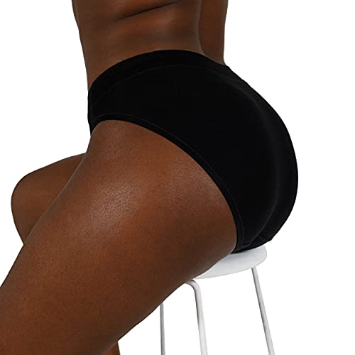 4 Pack Organic Cotton Underwear Womens Black High Waist Panties