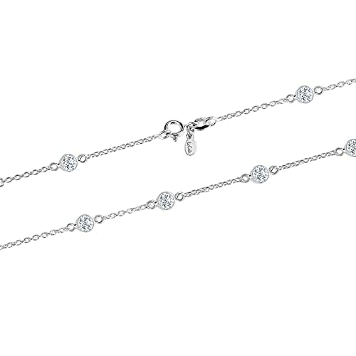 LeCalla 925 Silver CZ Station Necklace