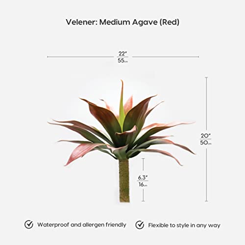 Velener Fake Agave Plant Red 22 Inches Set of 1 Color Red