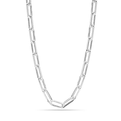 925 Sterling Silver Italian 4.5 MM PaperClip Link Chain Necklace for Teen Women 16 Inches