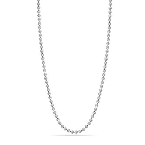 LeCalla 925 Sterling Silver Italian Rhodium Plated Ball Chain Necklace for Men and Women 22 Inches