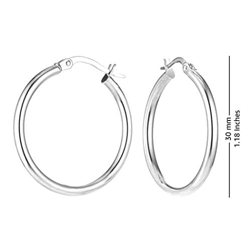 Charmsy 925 Sterling Silver Hoop Earrings for Women 30mm