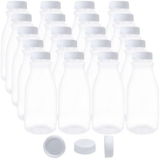Upper Midland Products 12 Oz Bulk Plastic Milk Bottles With Lids 35 Pack Clear