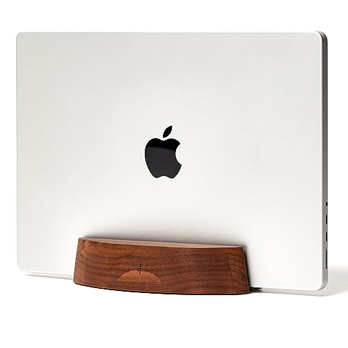 Nordik Vertical Laptop Stand Walnut Premium Laptop Holder Wood Stand