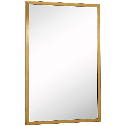 Hamilton Hills 24x36 inch Brushed Gold Metal Frame Full Length Mirror | Commercial Industrial Contemporary Rectangle Mirrors | Wall Mounted Mirror for Bathroom Vanity | Hangs Horizontal & Vertical