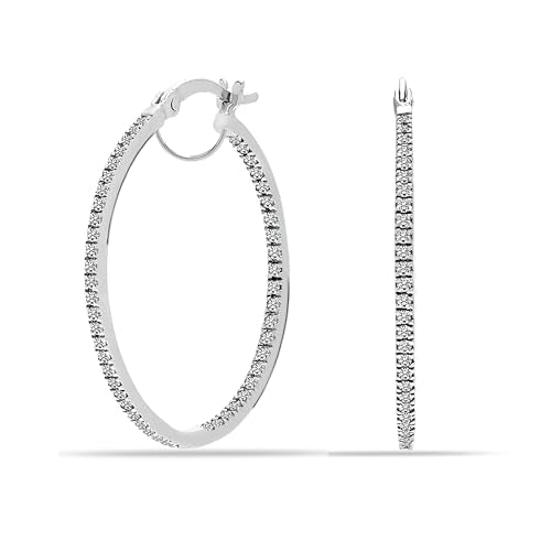 Lecalla 925 Sterling Silver Hoop Earrings for Women Earring Hoops for Women 30mm