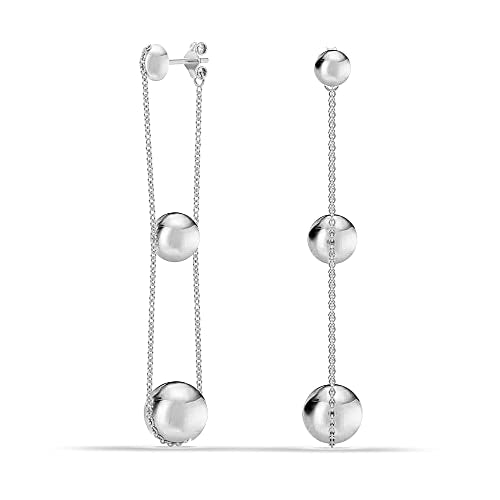LeCalla 925 Sterling Silver Classic Ball Triple Beaded Drop Dangle Earrings for Women