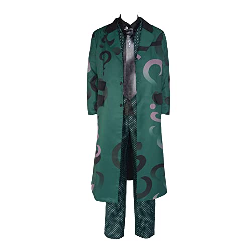 Mzxdy Riddler Cosplay Mens Edward Nygma Outfit Halloween Suits Full Set XXL