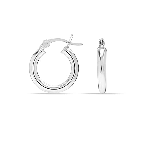Charmsy 925 Sterling Silver Hoop Earrings Classic Click Top for Women 15mm