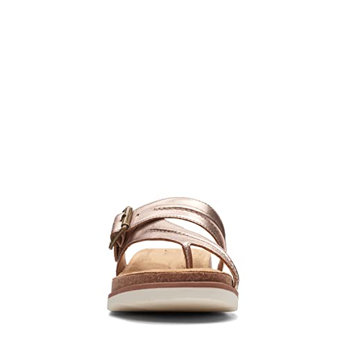 Clarks Brynn Madi Flat Sandal Rose Gold Leather 5 Medium