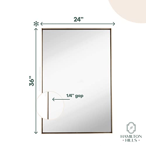 Hamilton Hills 24x36 Inch Gold Metal Frame Mirror Bathroom Vanity Elegance