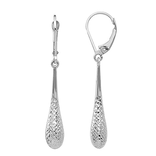 Lecalla 925 Sterling Silver Jewelry Small Diamond Cut Earrings for Women Teen