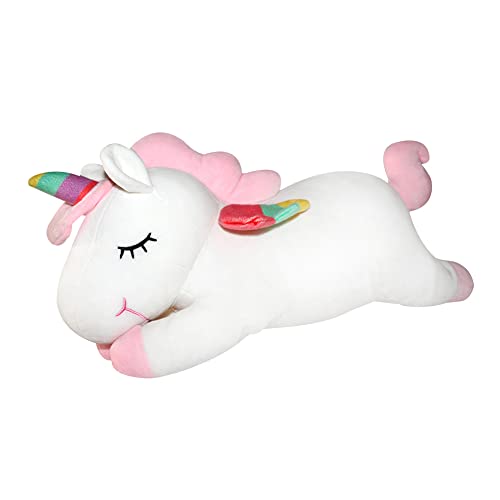 Aixini Unicorn Stuffed Animal Pillow 11.8 Inch Soft White Plushie Rainbow Wings