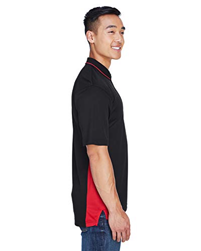 UltraClub Men's Cool & Dry Sport Two-Tone Polo 5XL BLACK/ RED