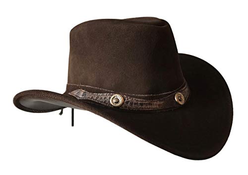 Brandslock Brown Leather Cowboy Hat for Men Women Lightweight XLarge