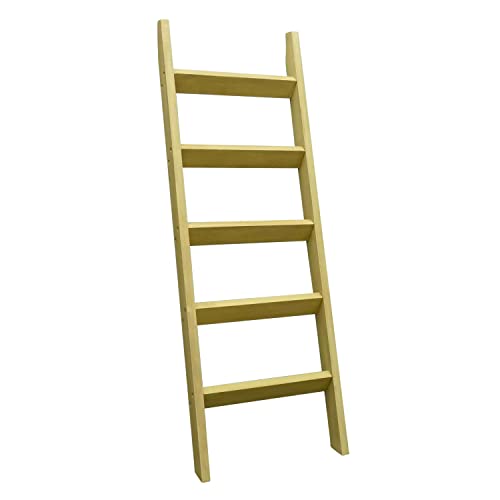 Hallops Blanket Ladder 5 ft | Premium Wood Rustic Ladder Shelf | Ladder Shelf for Quilt | Rustic Farmhouse Decor | Vintange Wooden Ladder Shelf (Thick, Beige)