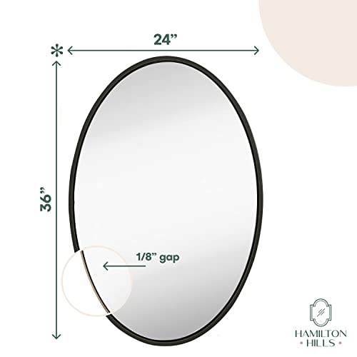 Hamilton Hills 24 X 36 Inch Contemporary Wenge Framed Oval Wall Mirror Wenge