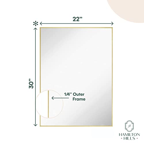 Hamilton Hills 22x30 inch Metal Framed Brushed Gold Rectangular Mirror Gold
