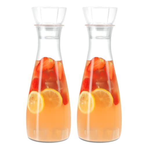 Bellaforte Unbreakable Plastic Carafe Set With Cup 40oz Clear Pitcher Set of 2