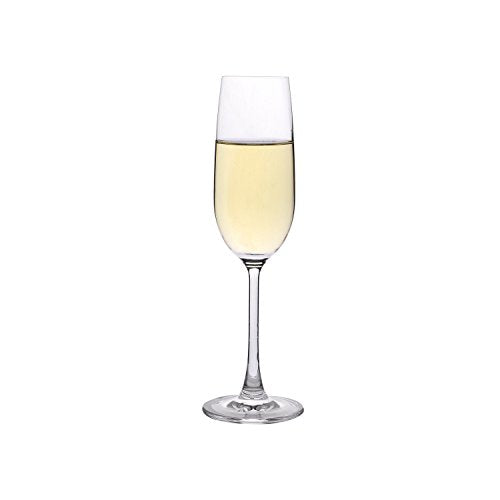 WHOLE HOUSEWARES | Champagne Flute Set of 4 | Hand Blown Italian Style Crystal Clear Glass with Stem | Lead-Free Premium glasses as gift sets