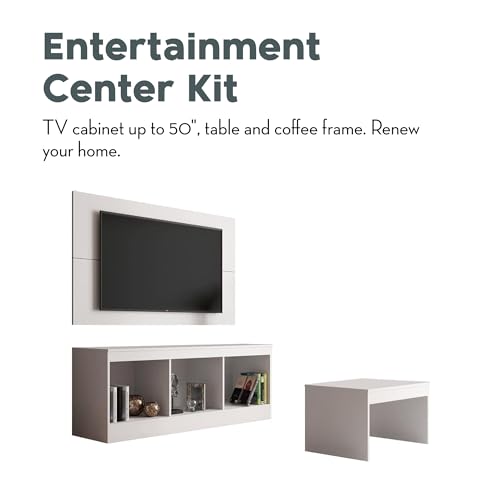 47" Wide White Entertainment Center Strong Durable Material TV Stand