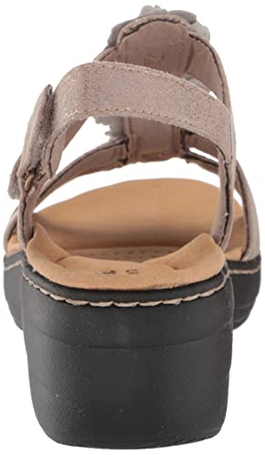 Clarks Women's Merliah Sheryl Heeled Sandal, Black Textile/Leather Combi, 8.5 Narrow