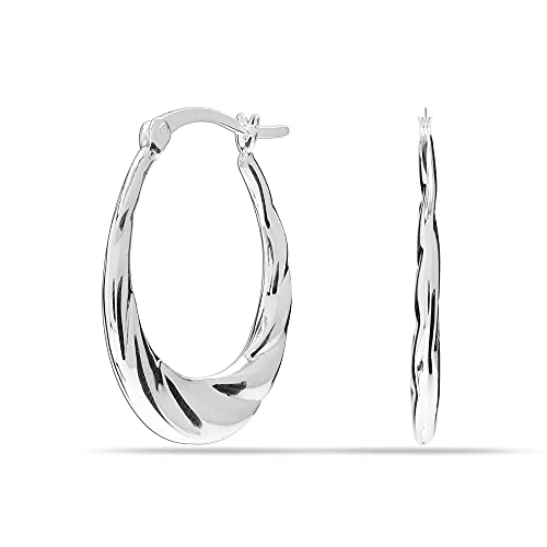 Lecalla Sterling Silver Jewelry Small Light Weight Hoop Earrings for 25mm