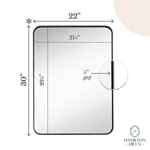 Hamilton Hills 22x30 inch Metal Frame Mirror for Bathroom Brushed Silver