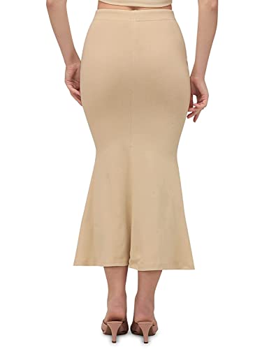 CRAFTSTRIBE Fishcut Saree Shapewear Petticoat for Women, Viscose Lycra Shape Wear Dress Waist Trimmer Thigh Slimmer Beige