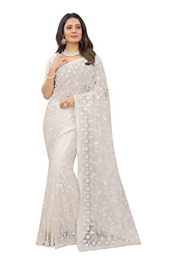 CRAFTSTRIBE Indian Trendy Women's Bollywood Embroidered Sari Festival Saree
