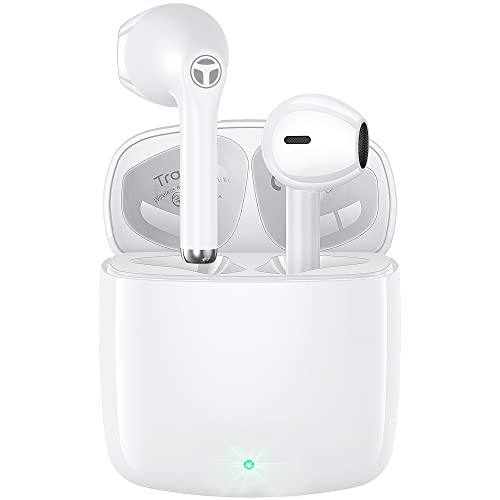TRANYA F4 Wireless Earbuds, 30H Playtime with USB-C Charging, Bluetooth 5.3 Earphones, Half in-Ear with 4-Mics for Phone Call, IPX5 Waterproof for Sports and Workout, Touch Control-White