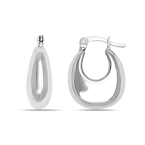 Lecalla 925 Sterling Silver Small Lightweight Bowl Hoop Earrings for Women