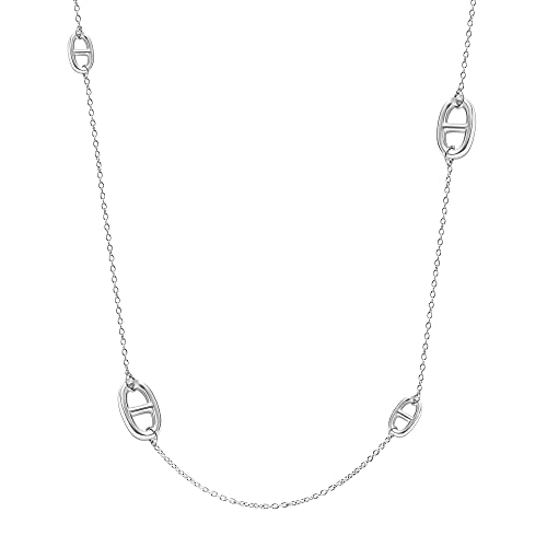 LeCalla 925 Sterling Silver Morden Style Long Toggle Necklace for Women