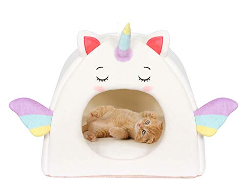 All Fur You Unicorn Cat Cave Bed Cozy Indoor Hideaway for Cats Dome Design