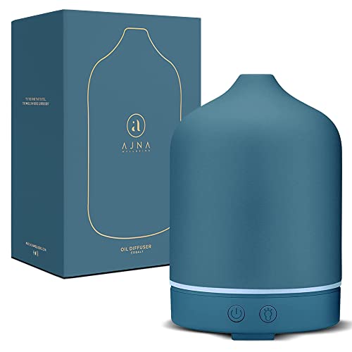 Ajna Ceramic Essential Oil Diffuser - Elegant Aromatherapy Diffuser Ceramic Cobalt for Home and Office - 3 in One Diffuse, Humidify and Ionize - Easy to Use 100ml