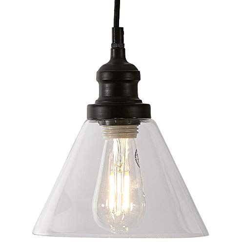 Hamilton Hills Clear Angled Glass Black Pendant Hanging Light Fixture Black