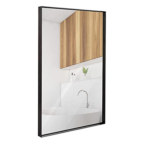 Hamilton Hills 24x36 Inch Metal Black Frame Bathroom Mirror