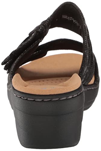 Clarks Merliah Charm Heeled Sandal Black Textile 5 Medium