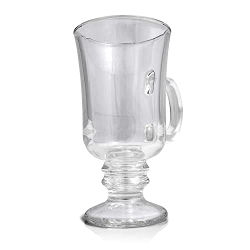 Whole Housewares Glass Irish Coffee Mug Set 8oz Set of 4 Durable Glassware