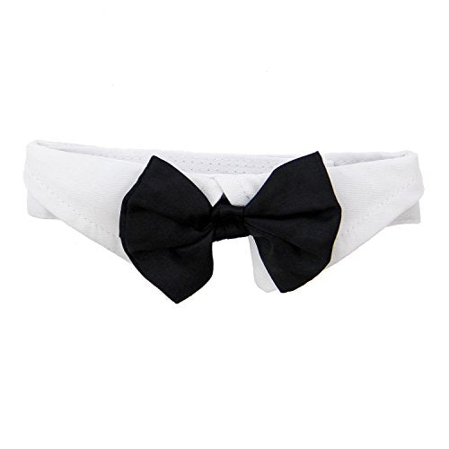 DOGGIE DESIGN Dog Bow Tie Tuxedo Collar- Black, Small (Neck 11-13")