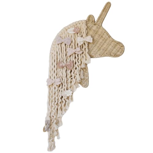 BEBE BASK Unicorn Bow Holder Handmade Rattan Macrame Bow Organizer Bow Holder