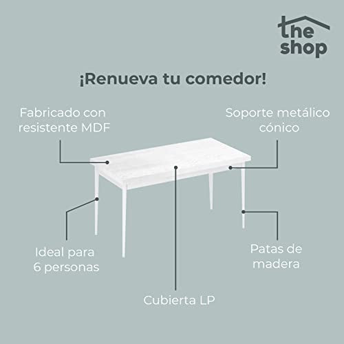 Dining Table Inhabits the Shop Conical Metallic Support 155 X 80 X 75 Cm White