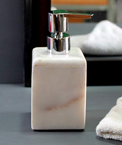 KLEO Soap/Lotion Dispenser - Made of Genuine Indian Marble - Luxury Bathroom Accessories Bath Set - White
