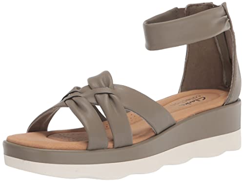 Clarks Clara Rae Wedge Sandal Olive Synthetic 5 Medium Pair of Shoes