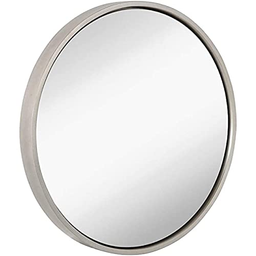 Hamilton Hills 24 Inch Circle Wall Mirror Premium Wooden Frame Silver