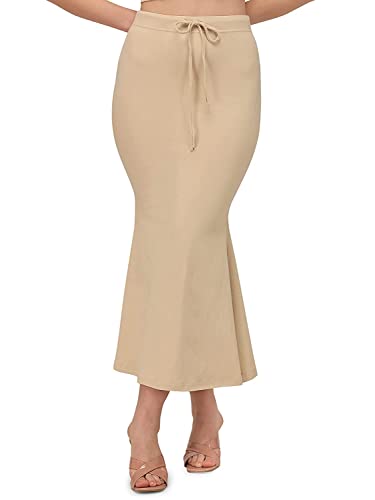 CRAFTSTRIBE Fishcut Saree Shapewear Petticoat for Women, Viscose Lycra Shape Wear Dress Waist Trimmer Thigh Slimmer Beige